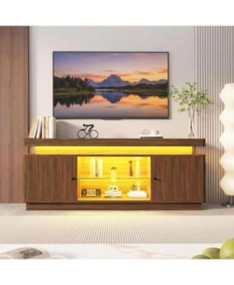 TV Stand for TVs Up to 65" – 63" Mid Century Entertainment Center with Power Outlets and Adjustable Shelf for Living Room