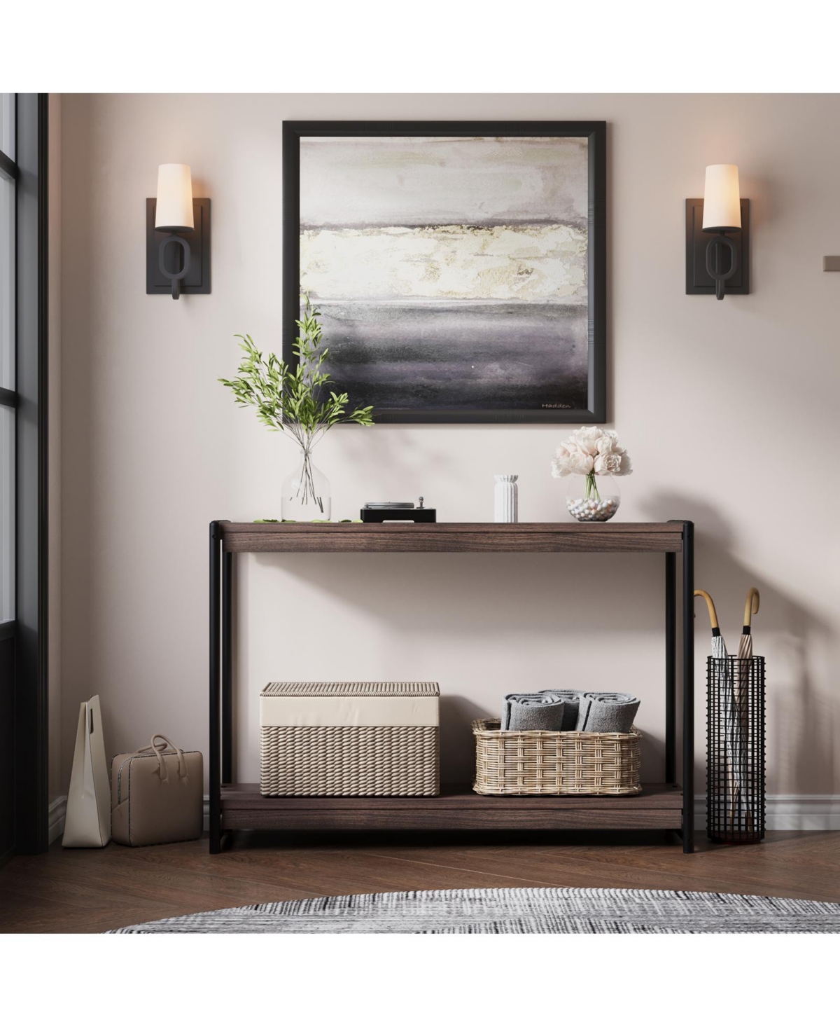 homfan 39.5-Inch Console Table - Slim Sofa and Entryway with Storage, Easy Assembly