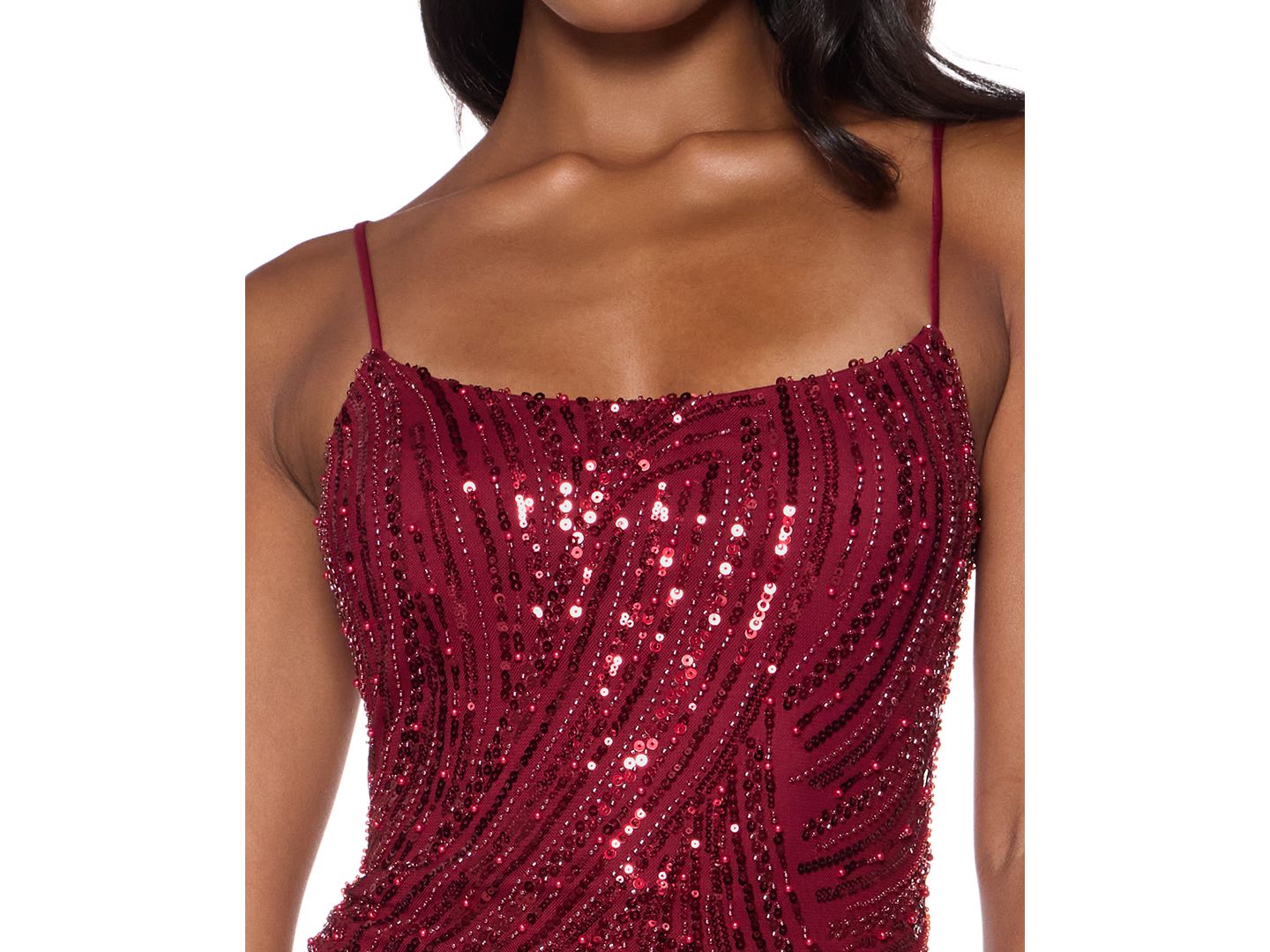 Женское платье Alex & Sophia Juniors' Sequin Scoop Neck Sleeveless Mini, цвет: Бордовый — фото 4