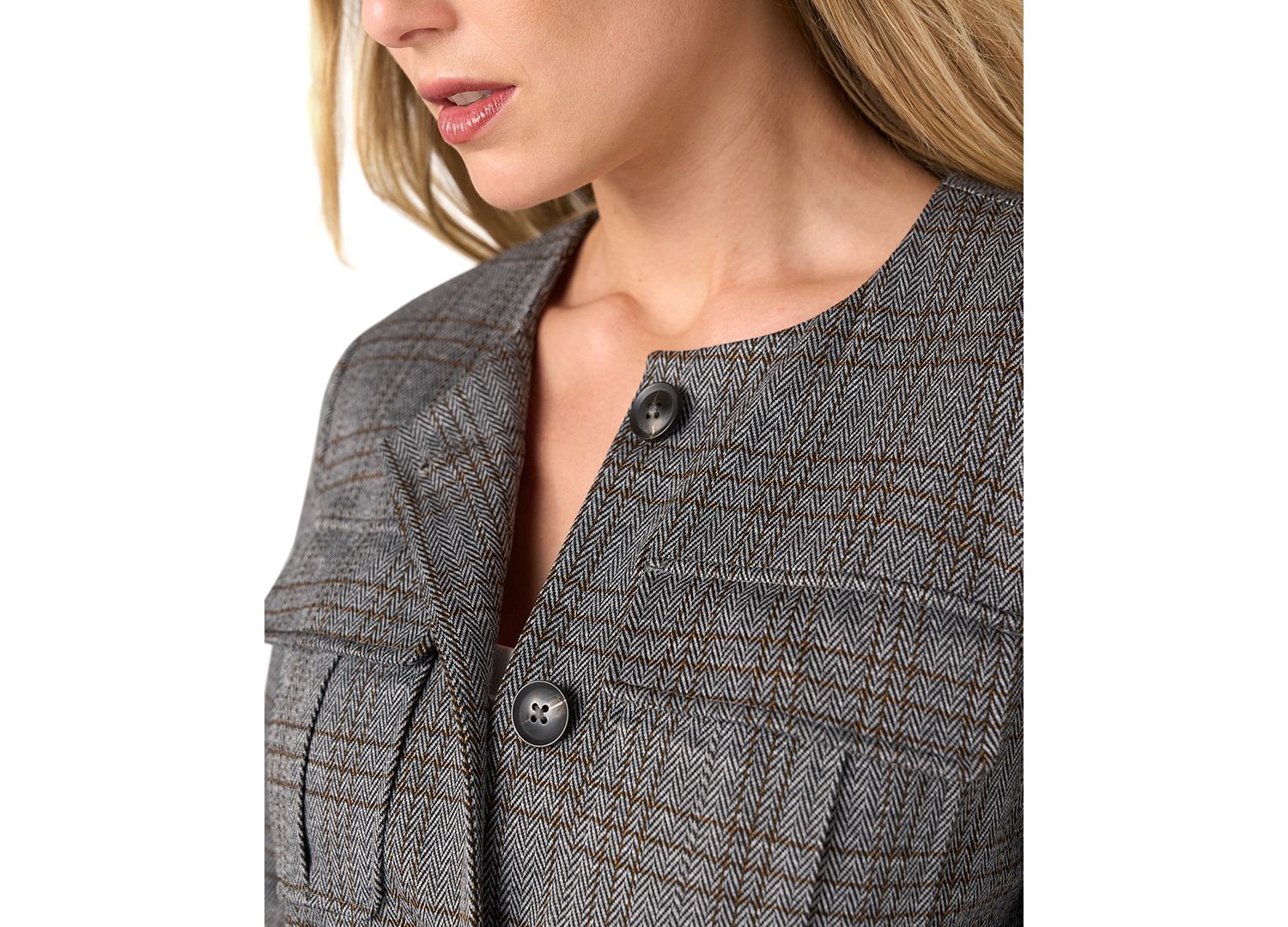 Women's Herringbone-Plaid Field Jacket