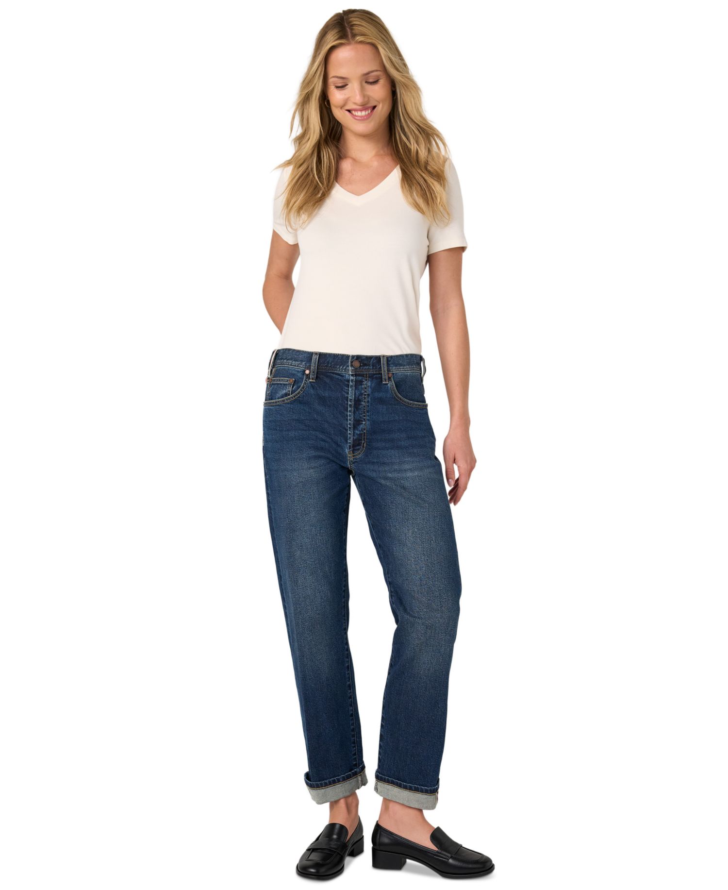 Women's Sloane Low-Rise Girlfriend Cuffed Jeans