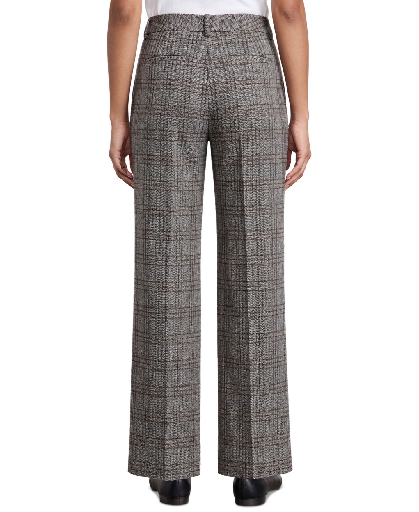 Женские брюки Liverpool Los Angeles Kelsey Herringbone Plaid Wide-Leg Trousers, цвет: Чёрный разноцветный клетчатый — фото 3