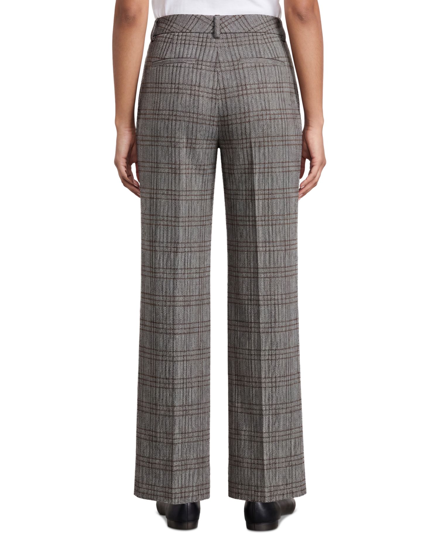 Women's Kelsey Herringbone Plaid Wide-Leg Trousers