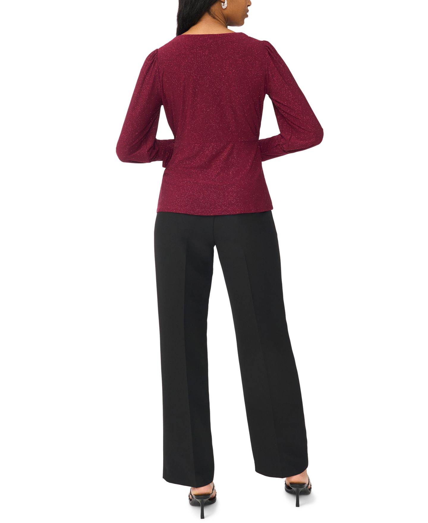 Женский топ MSK Petite Faux-Wrap V-Neck Long-Sleeve, цвет: Zinfandel — фото 5
