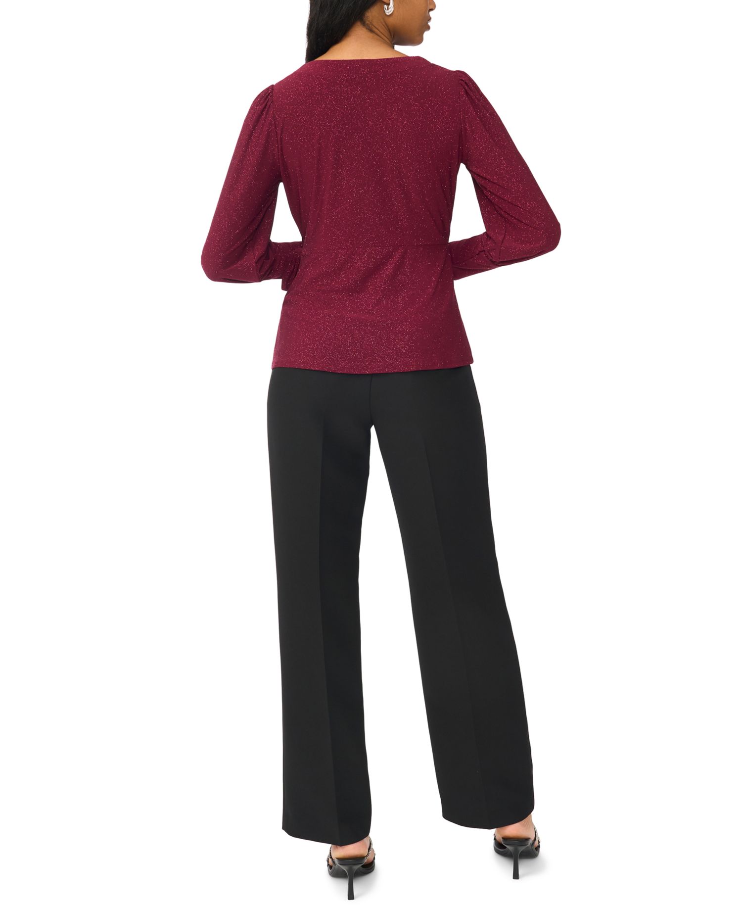 Petite Faux-Wrap V-Neck Long-Sleeve Top