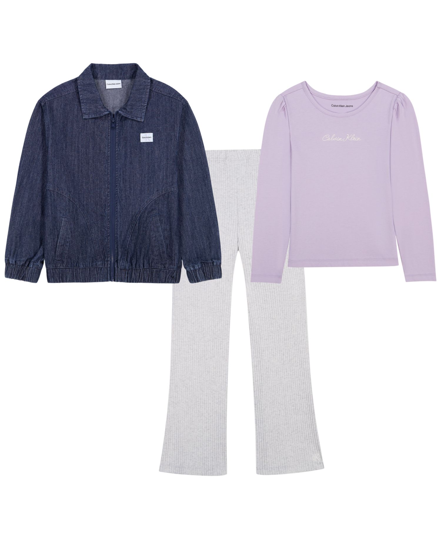 Girls' 2T-6X Full-Zip Jacket, Sweatshirt and Pants, 3-Piece Set