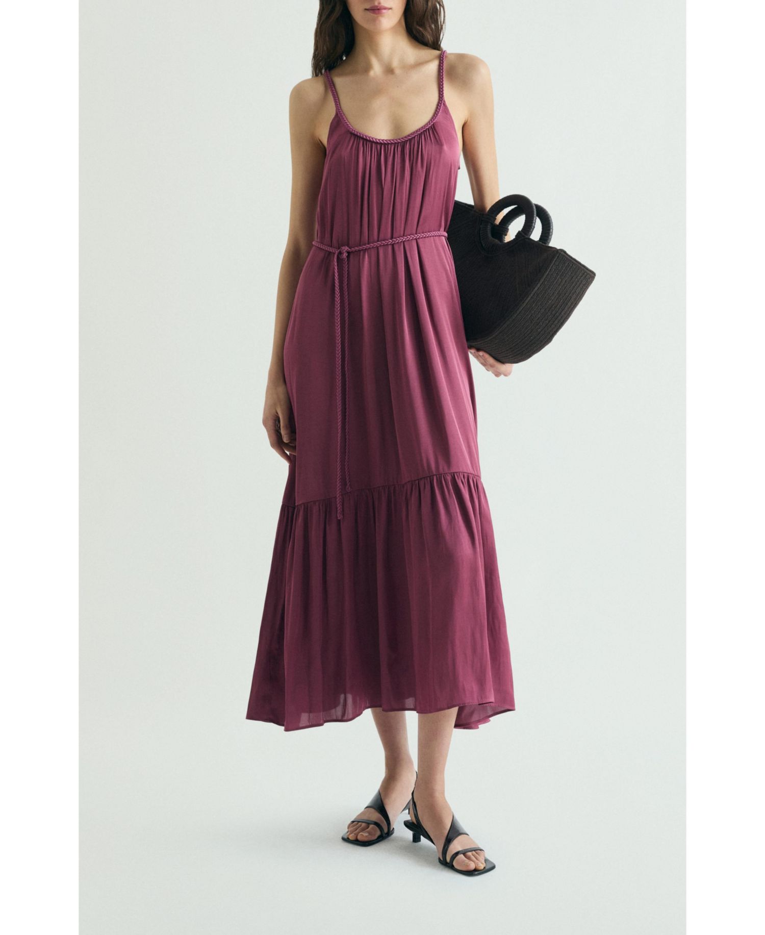 Women's Braided Straps Maxi Scoop-Neck Dress