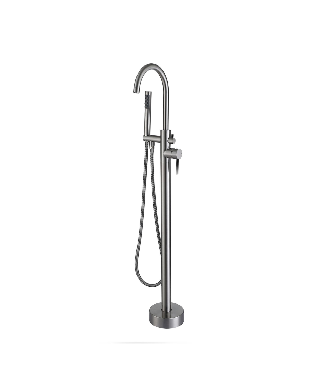 Midola Brushed Nickel Freestanding Tub Filler Floor Mounted Bathtub Faucet with High Flow, Swivel Spout and Handheld Shower Head