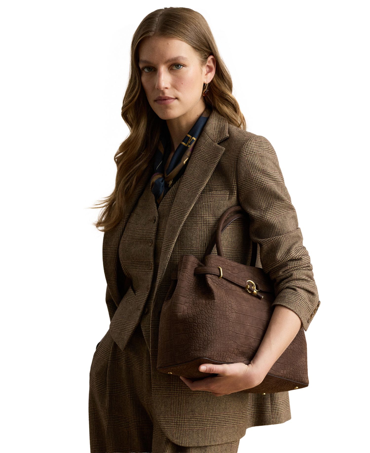 Embossed Nubuck Large Blaike Satchel Handbag