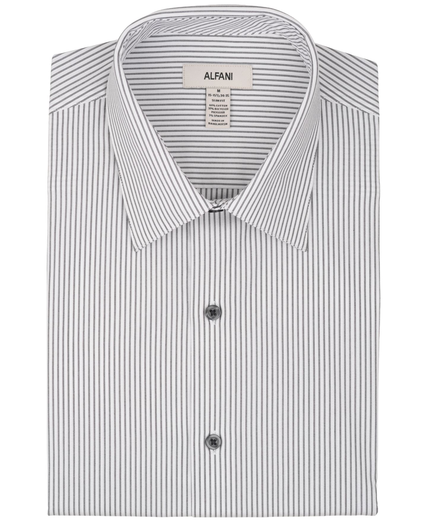 Мужская рубашка Alfani Slim-Fit Stripe Dress Shirt, цвет: Глубокий синий — фото 6