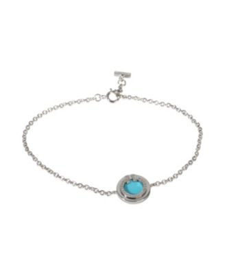 White Gold Turquoise and Diamond Tiffany T Circle Bracelet