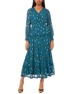 Petite Chiffon Long Sleeves Dress
