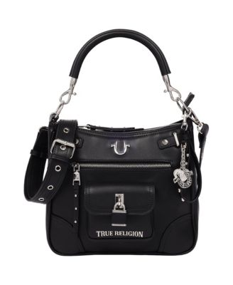 Moto Zip Top Hobo Bag with Lock Pocket Charm - Convertible Shoulder bag