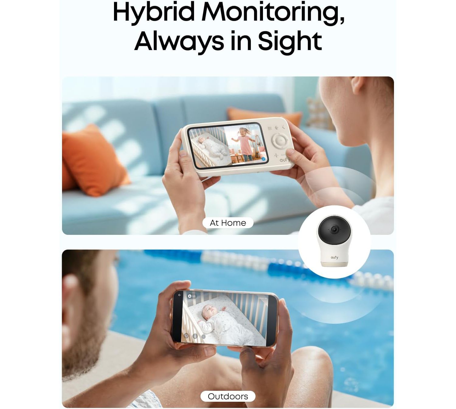 Baby Monitor C10 Add-On Camera, 2K HD Resolution, 4× Zoom, 351degree(s) Pan and 60degree(s) Tilt, Night Vision