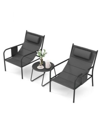 3-Piece Outdoor Bistro Set with 2 Sling Chairs and Table