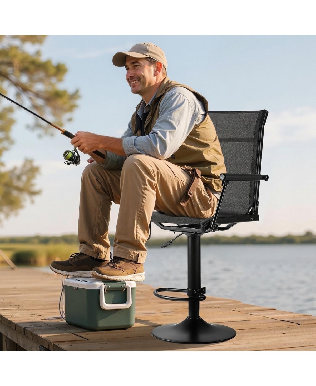 Sevorley 360 Degree Silent Swivel Hunting Chair, Lightweight Steel Blind Seat, 300 lb Capacity