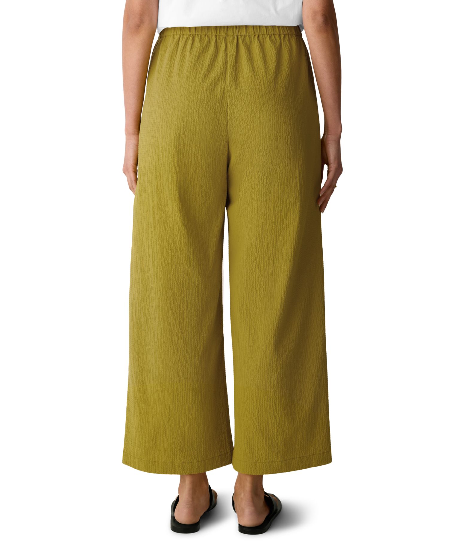 Eileen Fisher Petite Pucker Wide-Leg Pull-On Pants