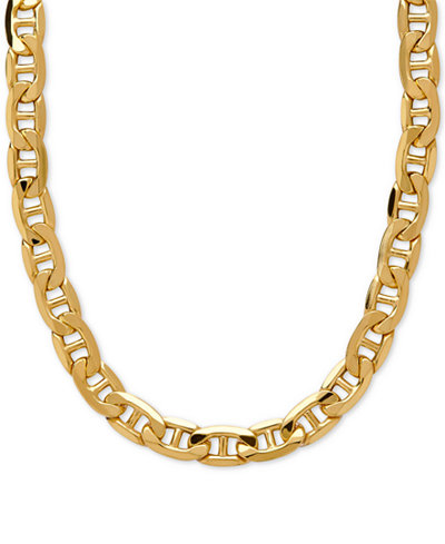 Beveled Marine Link Necklace in 10k Gold