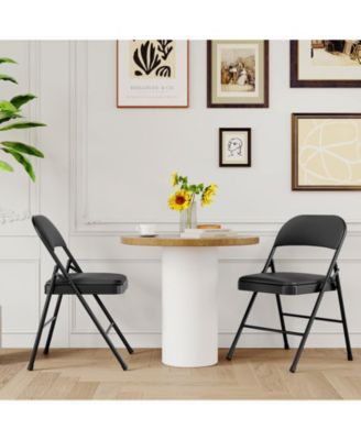 Metal Folding Chairs with Padded Seat and Back, Portable Stackable Side Chair with Steel Frame