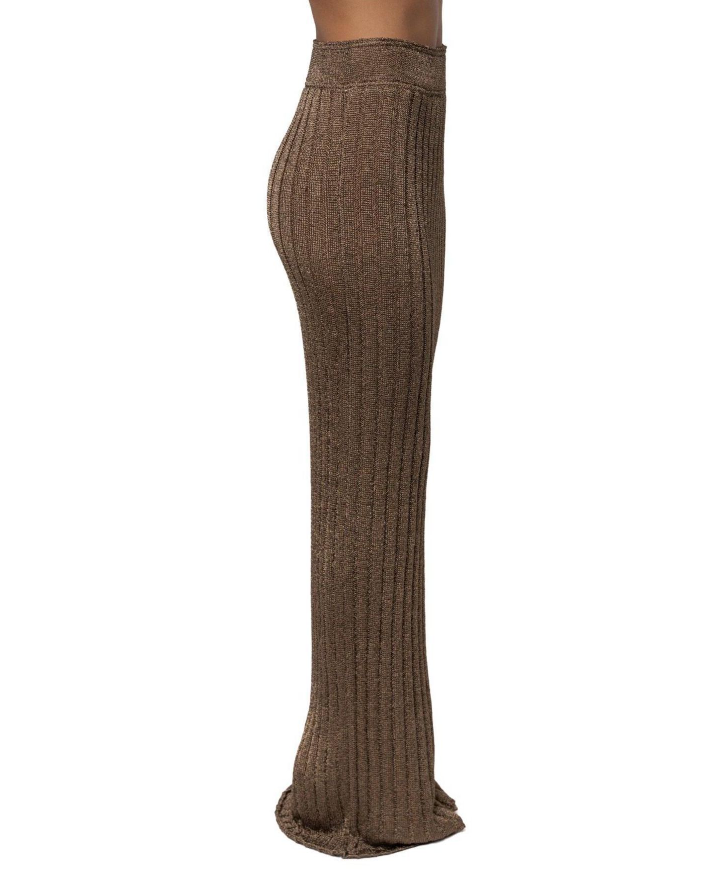 Женская юбка JLUXLABEL High-Waisted Metallic Ribbed Maxi, цвет: Бронзовый — фото 2