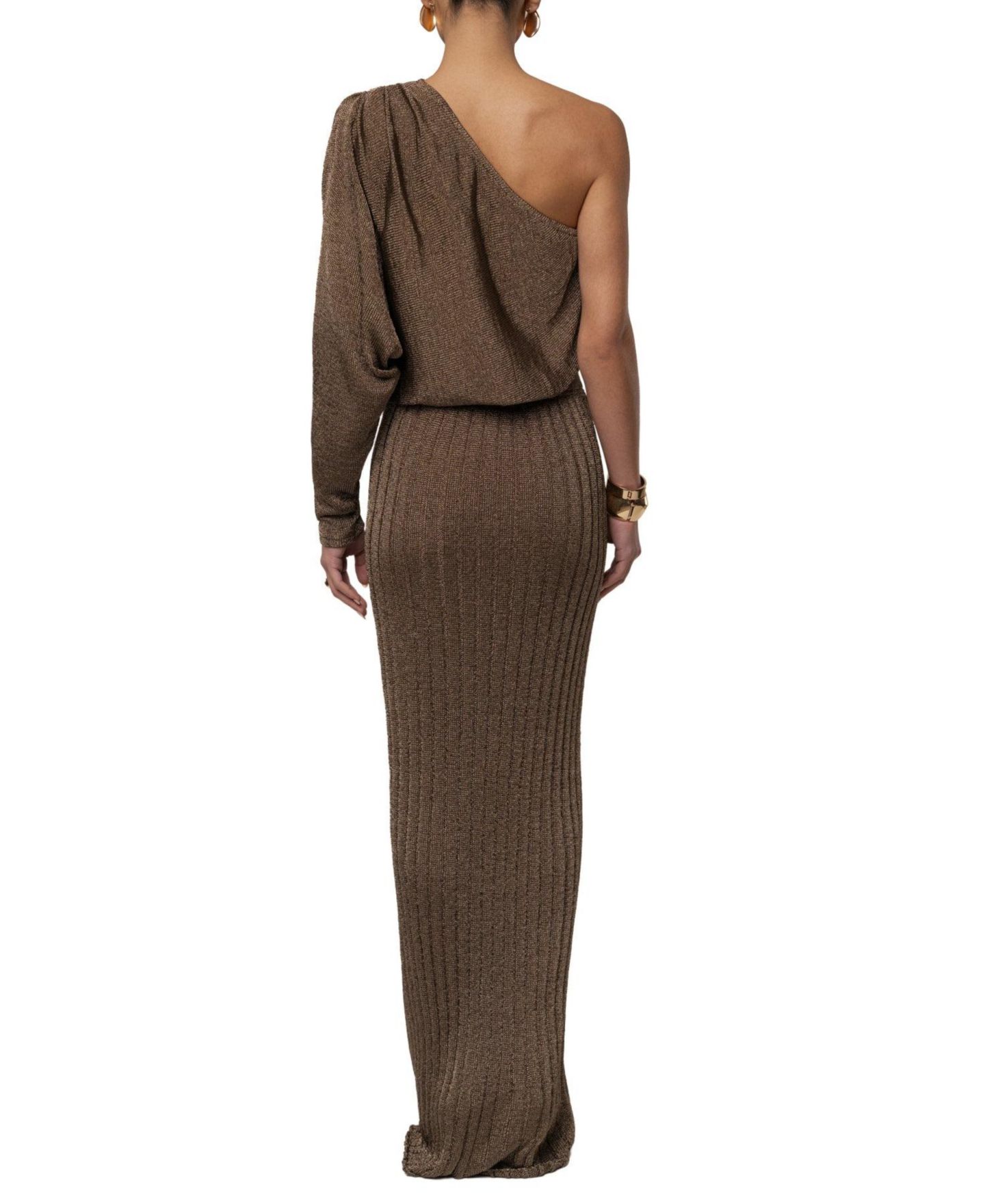 Женская юбка JLUXLABEL High-Waisted Metallic Ribbed Maxi, цвет: Бронзовый — фото 8