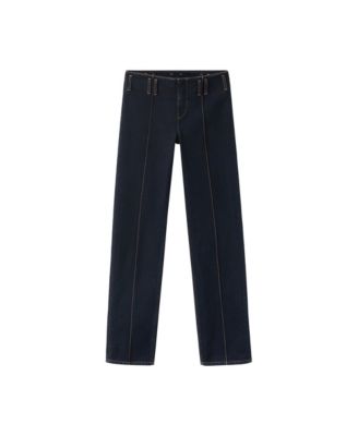 Women's Low-Rise Straight-Leg Contrasting Stitching Jeans