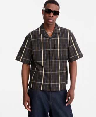 Men's Plaid Camp-Collar Short-Sleeve Shirt