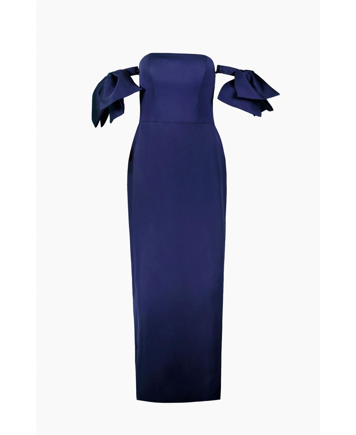 Women's Strapless Column Gown with Detachable Bow Sleeves