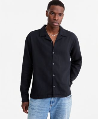 Men's Flannel Camp Collar Relaxed-Fit Shirt