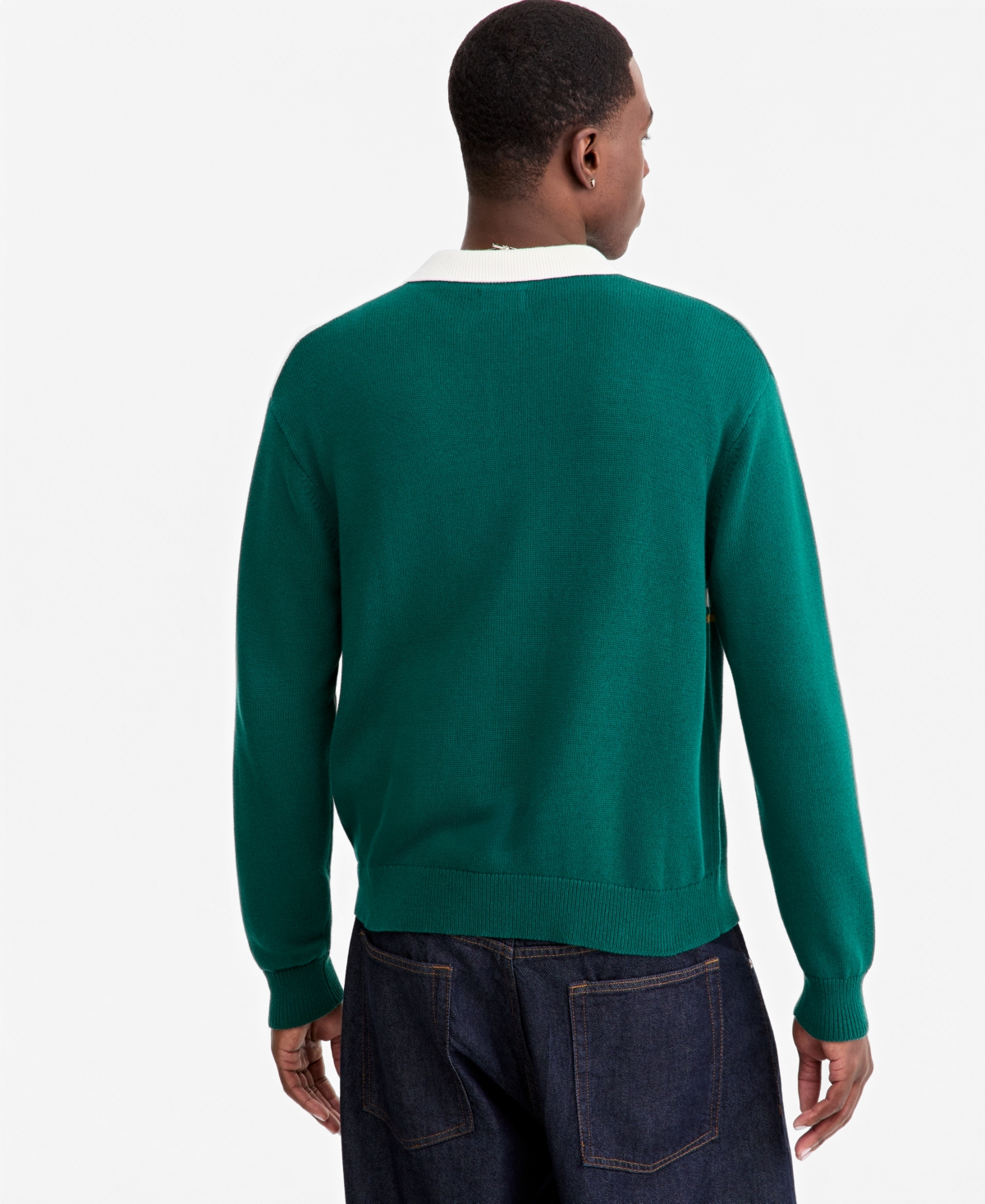 Mode of One Men's Spliced Long-Sleeve Relaxed-Fit Polo Shirt, Macy's Exclusive