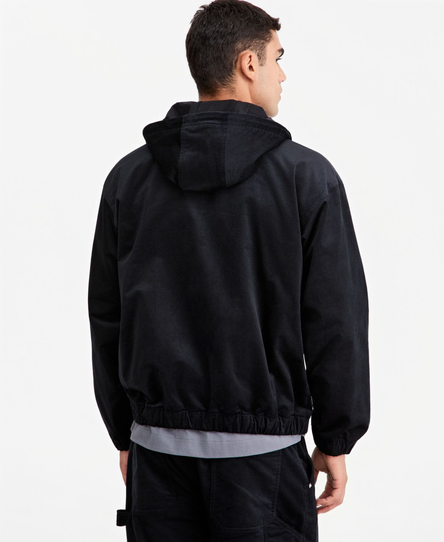 Men's Relaxed-Fit Twill Zip-Front Hoodie