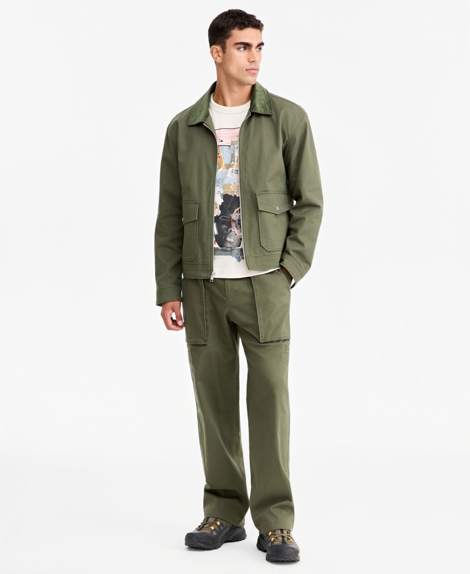 Men's Relaxed-Fit Corduroy-Collar Shirt Jacket