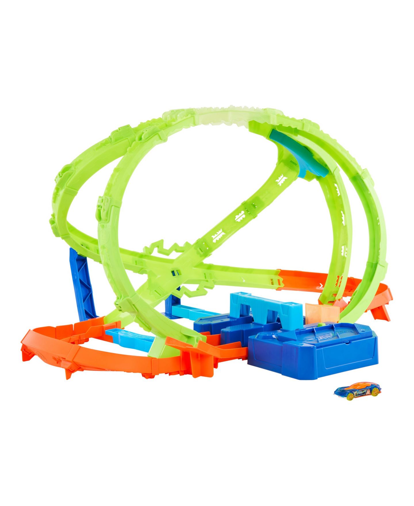 Детский игровой набор Hot Wheels 1:64 Scale Stunt Tracks Hypersphere Crash Dual-Loop Track Playset — фото 4