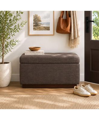Entryway Storage Bench With Lift-Top Lid, Linen Upholstered Ottoman Bench, Small-Space Seating for Bedroom or Living Room