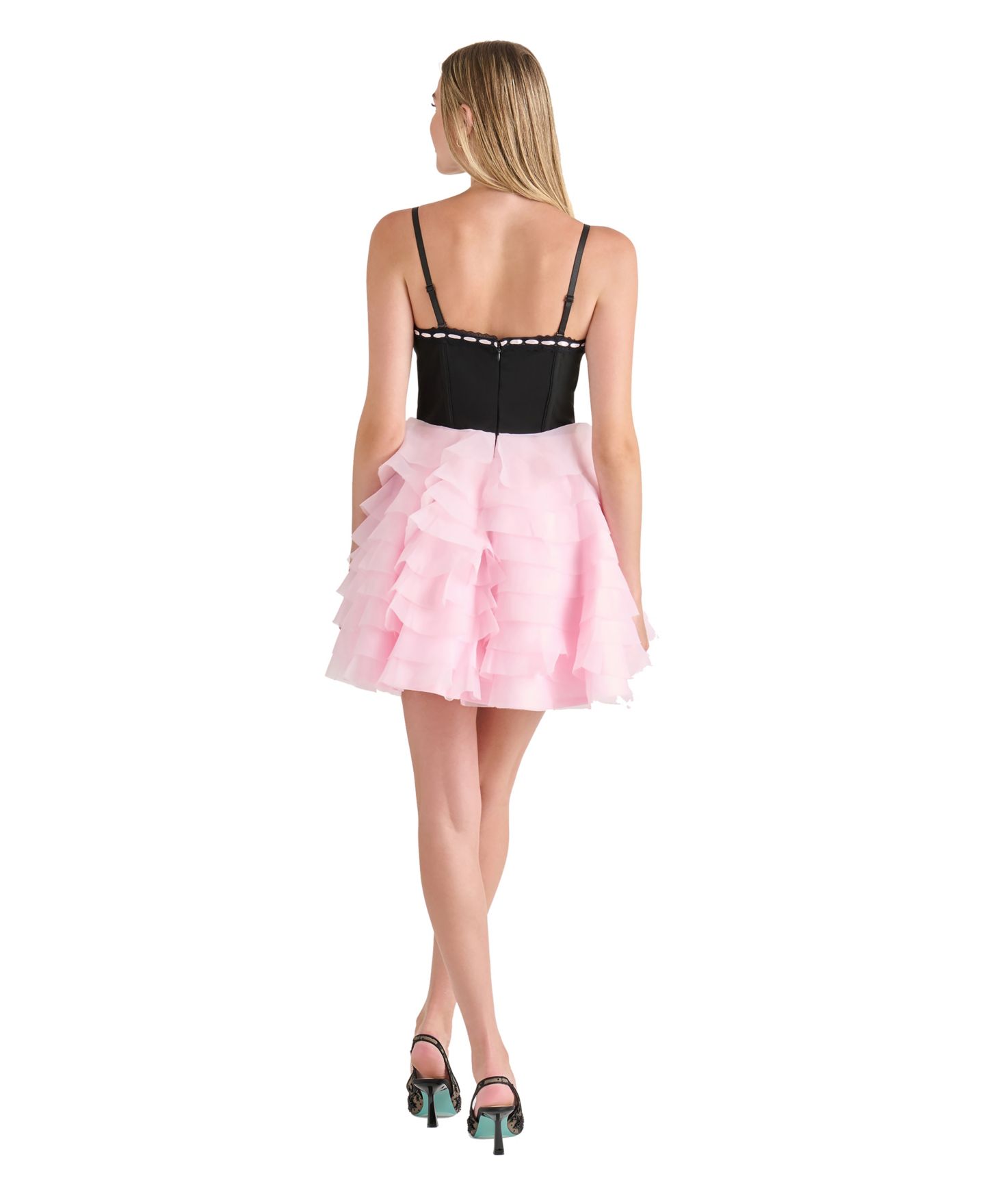 Женское платье Betsey Johnson Juniors' Sweetheart Tiered Mini, цвет: Чёрный розовый — фото 4