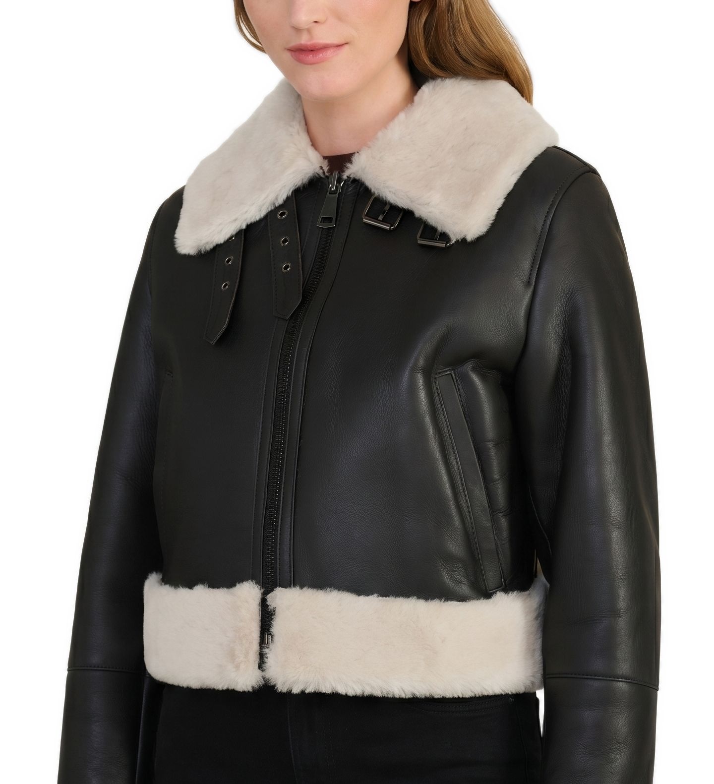 Женская куртка Furniq UK Emery Dark Brown Shearling Flight, цвет: Тёмный коричневый — фото 3