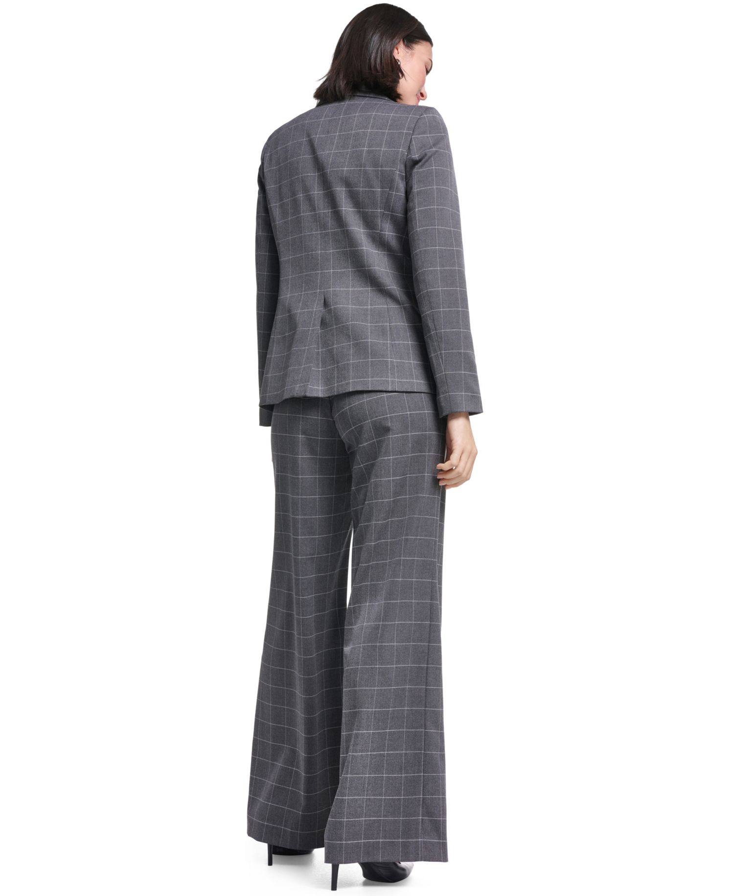 Women's Plaid Long-Sleeve One-Button Notch Lapel Blazer