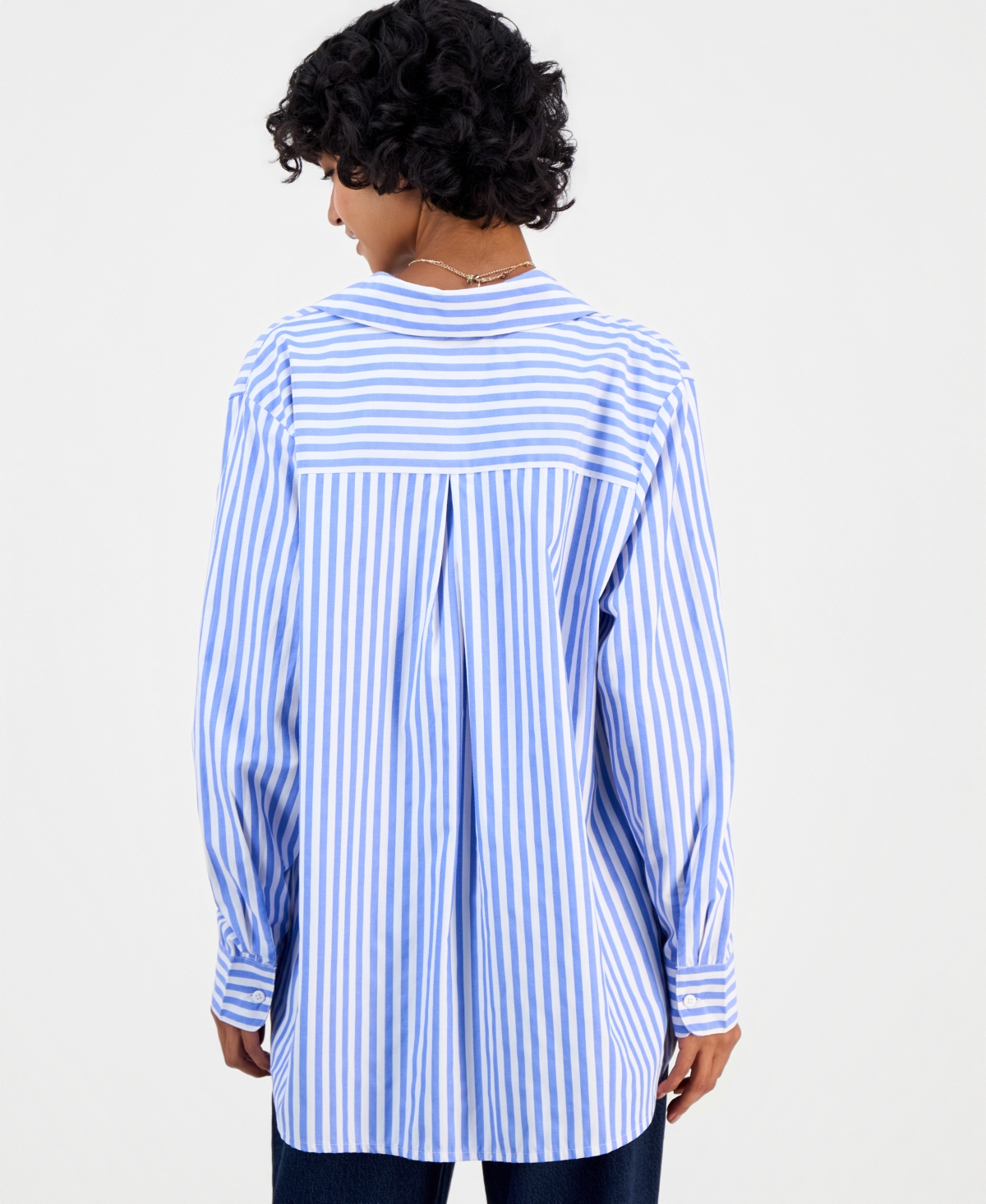 French Connection Women's Striped Long-Sleeve V-Neck Button-Down Shirt