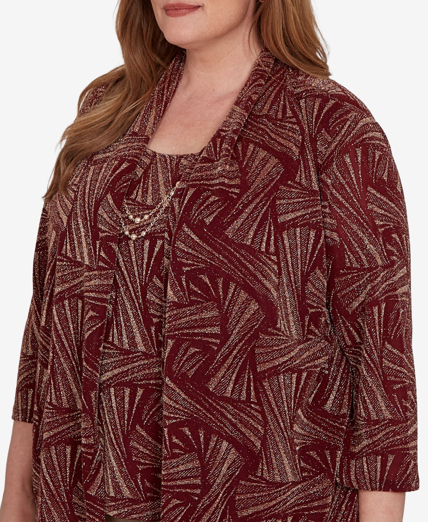 Plus Size Union Square Shimmer Abstract Two-in-One Top