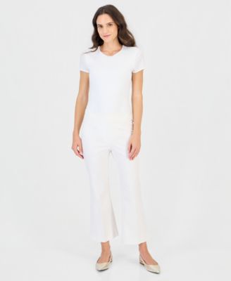 Petite Cropped Kick Flare Pull-On Pants