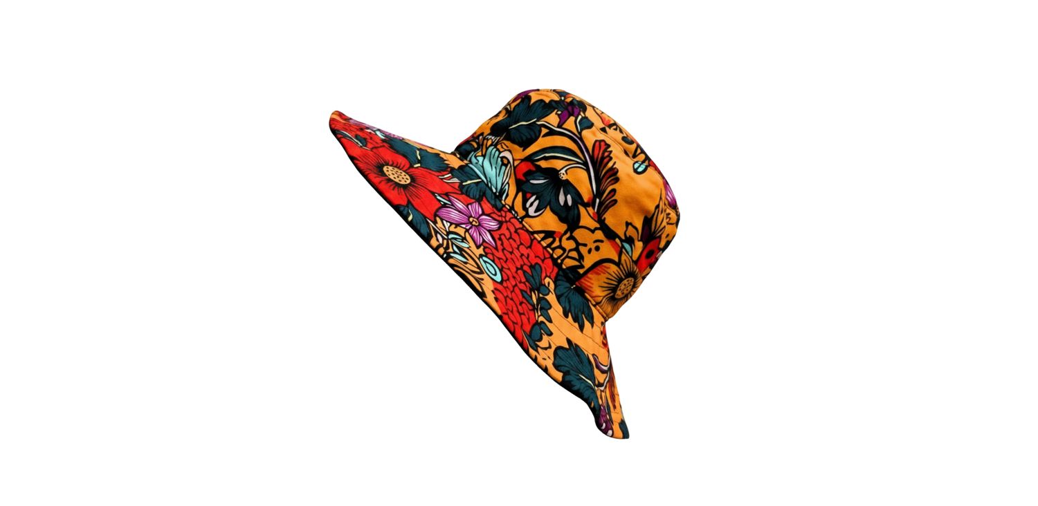 SUNSETTA Wide-Brim Satin-Lined Ankara Sun Hat