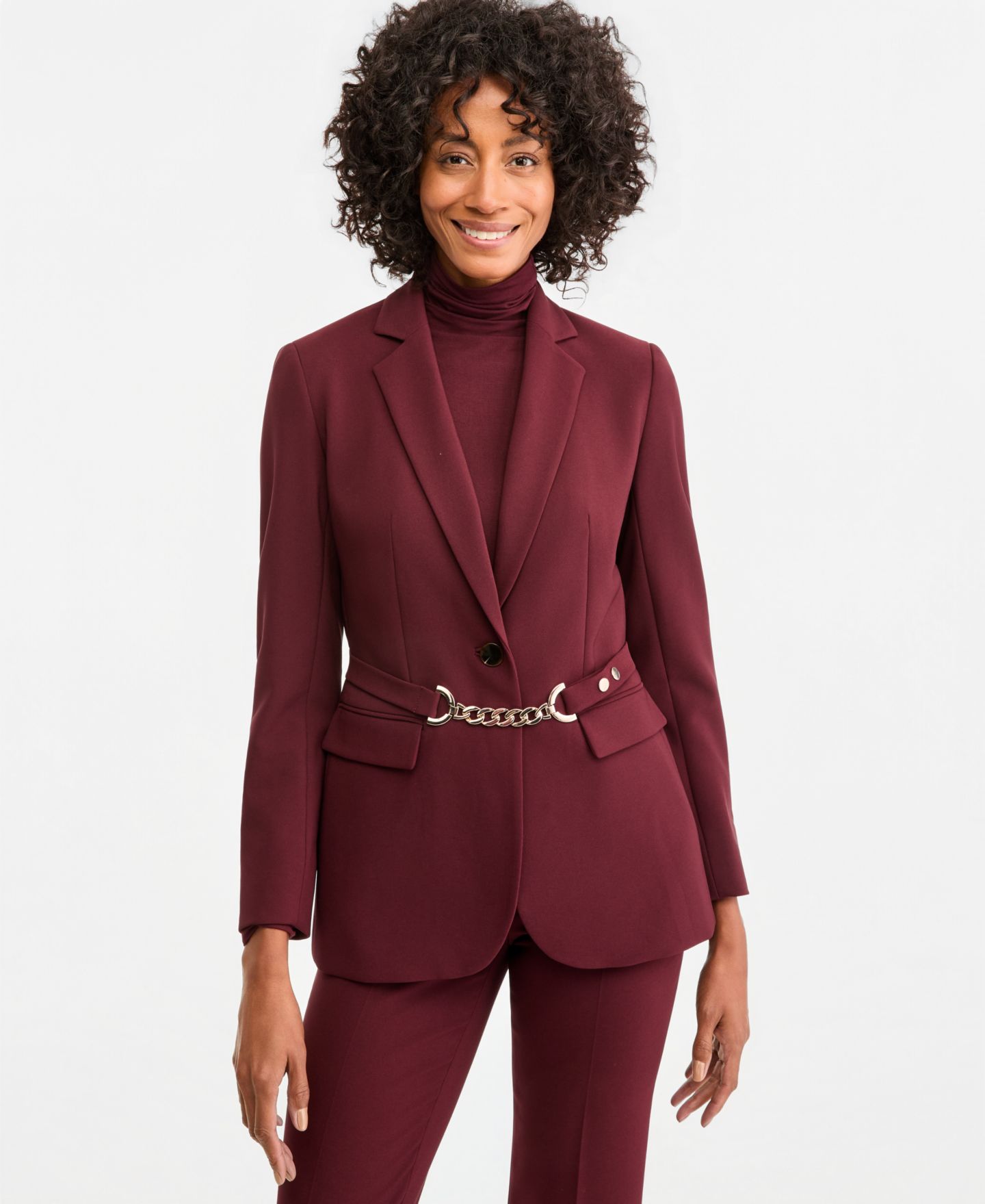 Женский комплект Anne Klein Pull-On Single-Button Stretch Jacket and Pants, 2-Piece Suit, цвет: Чёрный — фото 3
