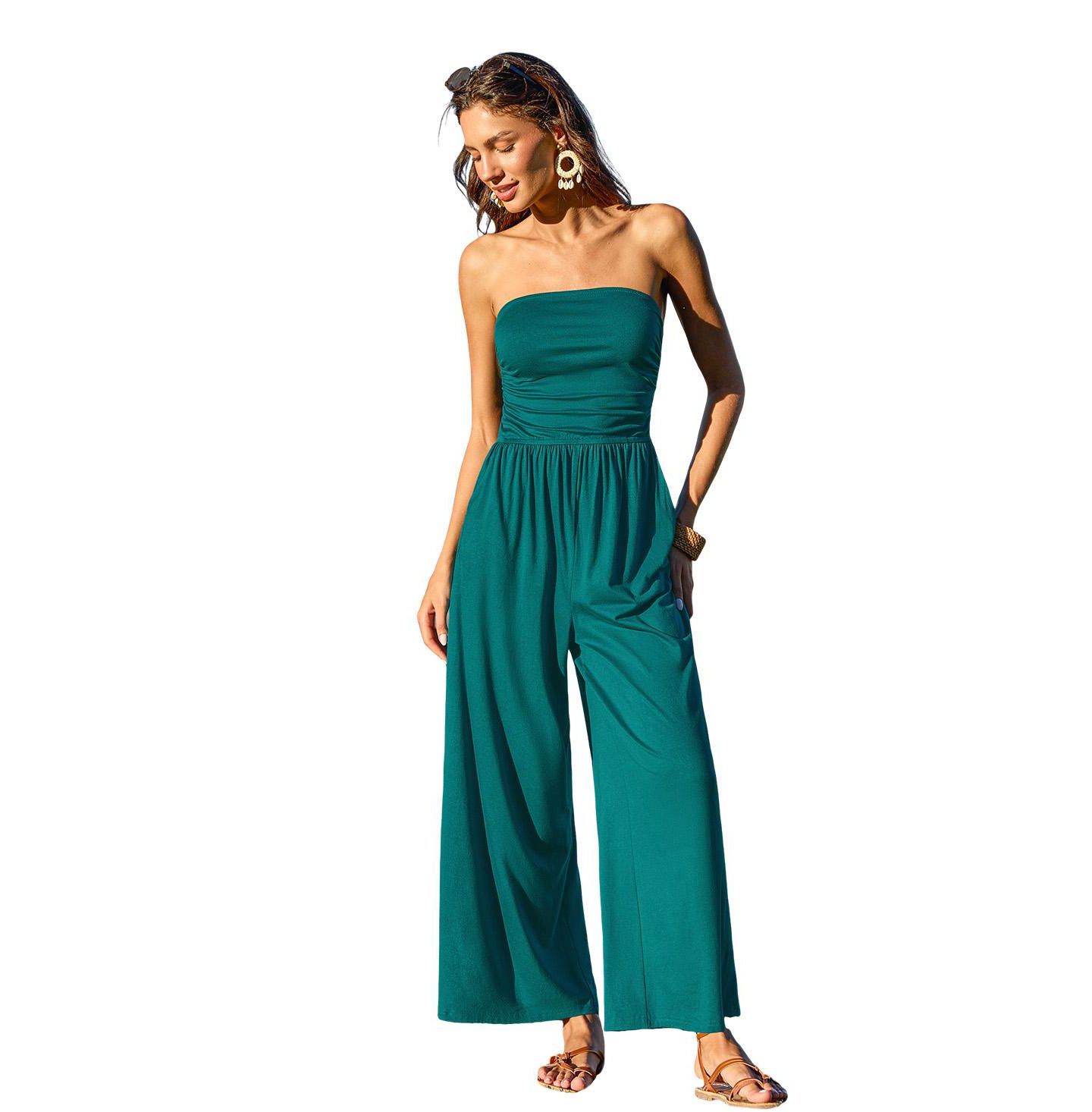 Женский комбинезон Cupshe Dance Wide-Leg Strapless Jumpsuit, цвет: Чёрный — фото 1