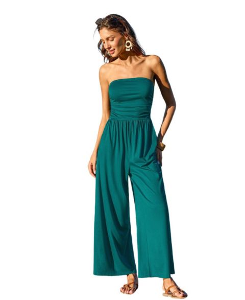Женский комбинезон Cupshe Dance Wide-Leg Strapless Jumpsuit, цвет: Чёрный