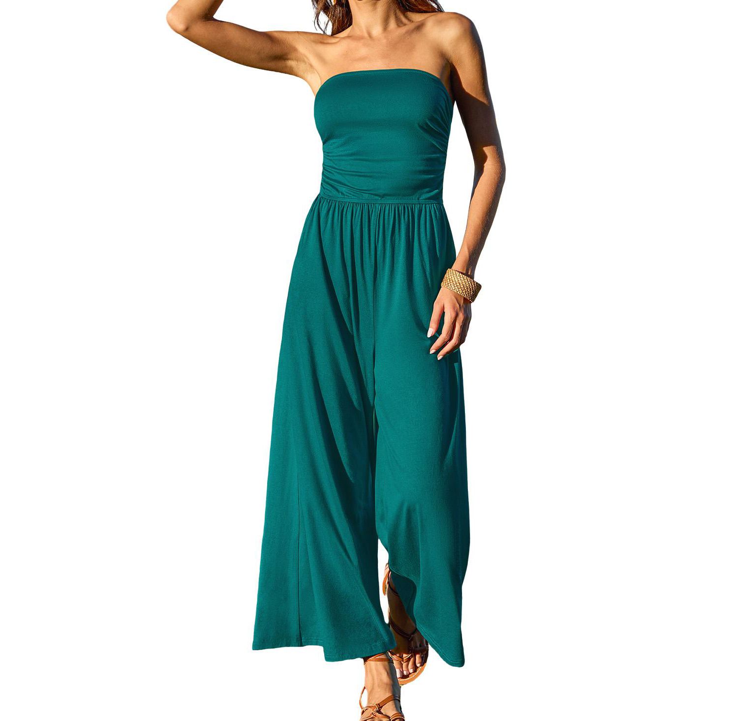 Women's Dance Wide-Leg Strapless Jumpsuit