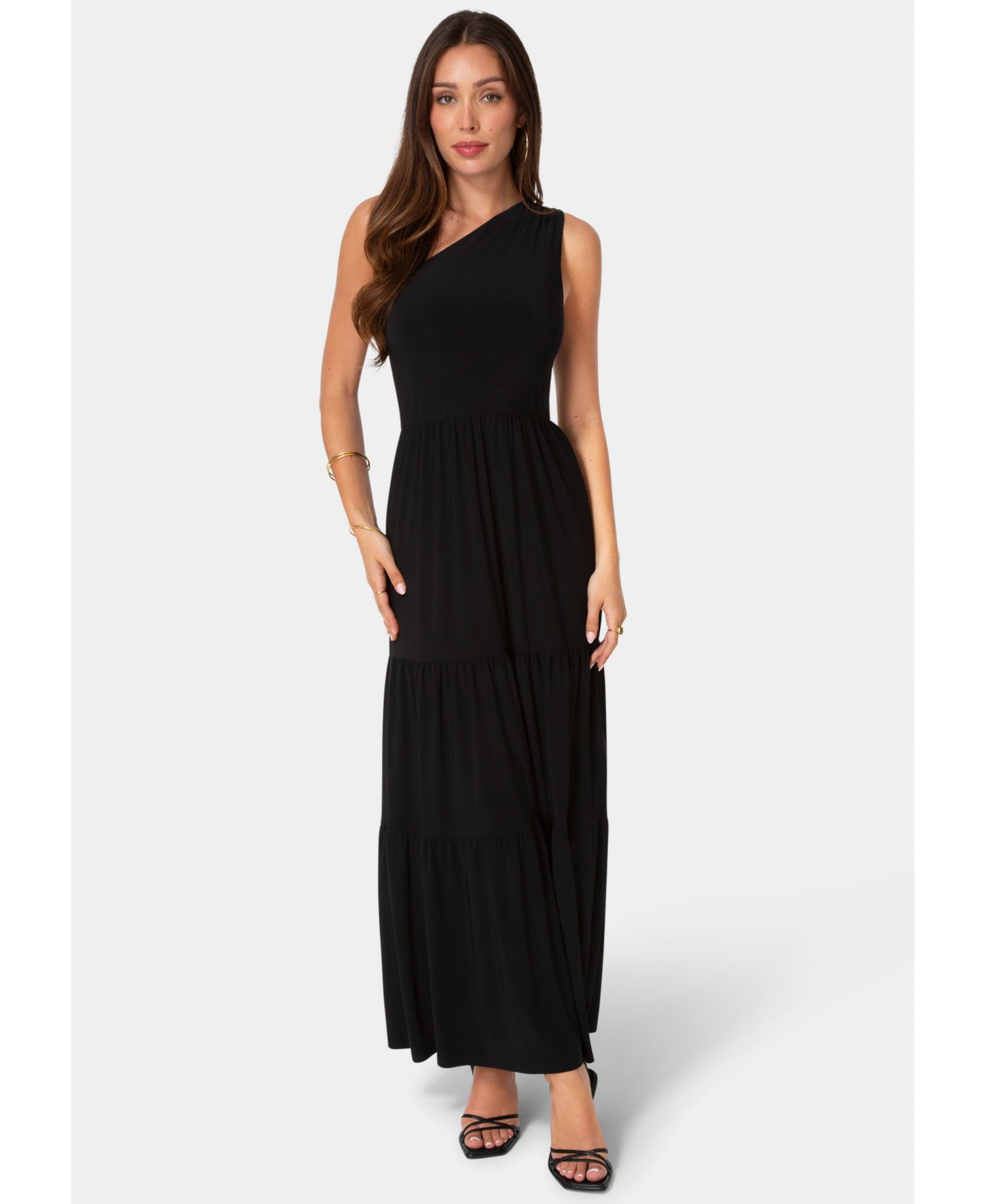 Women's One-Shoulder Tiered Maxi Dress