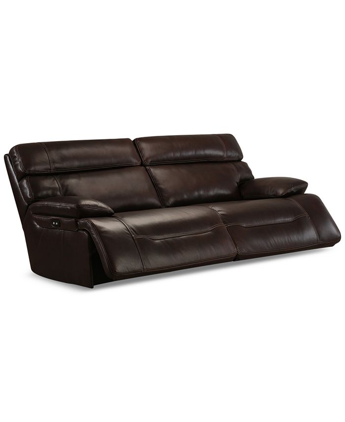 Leather Sofa With 2 Power Recliners