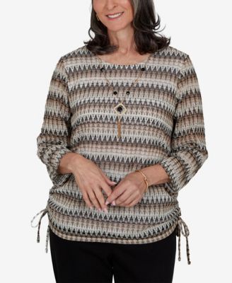 Petite Travel Advisory Textured 3/4-Sleeve Top