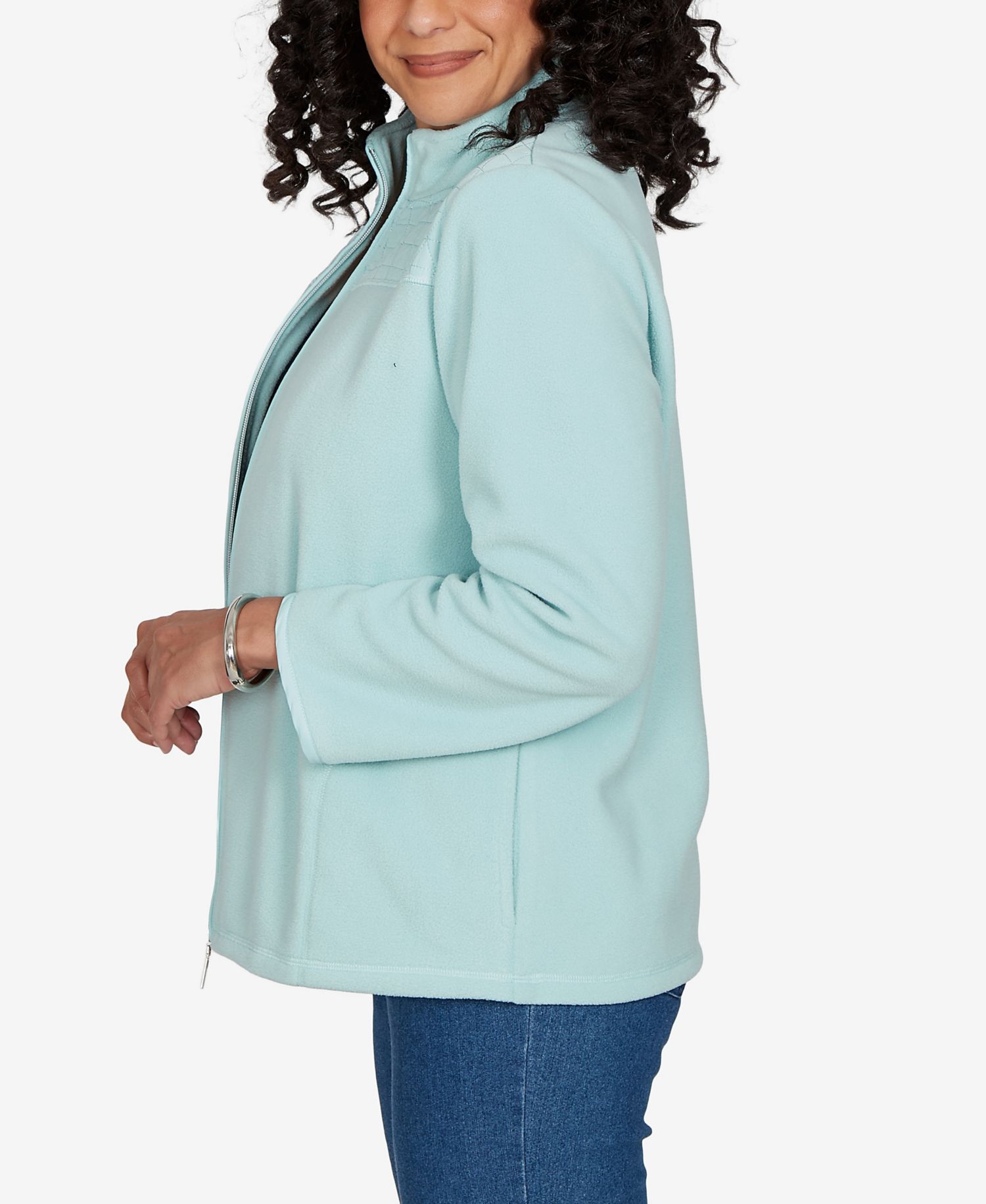Petite Classic Quilted Zip Front Knit Jacket