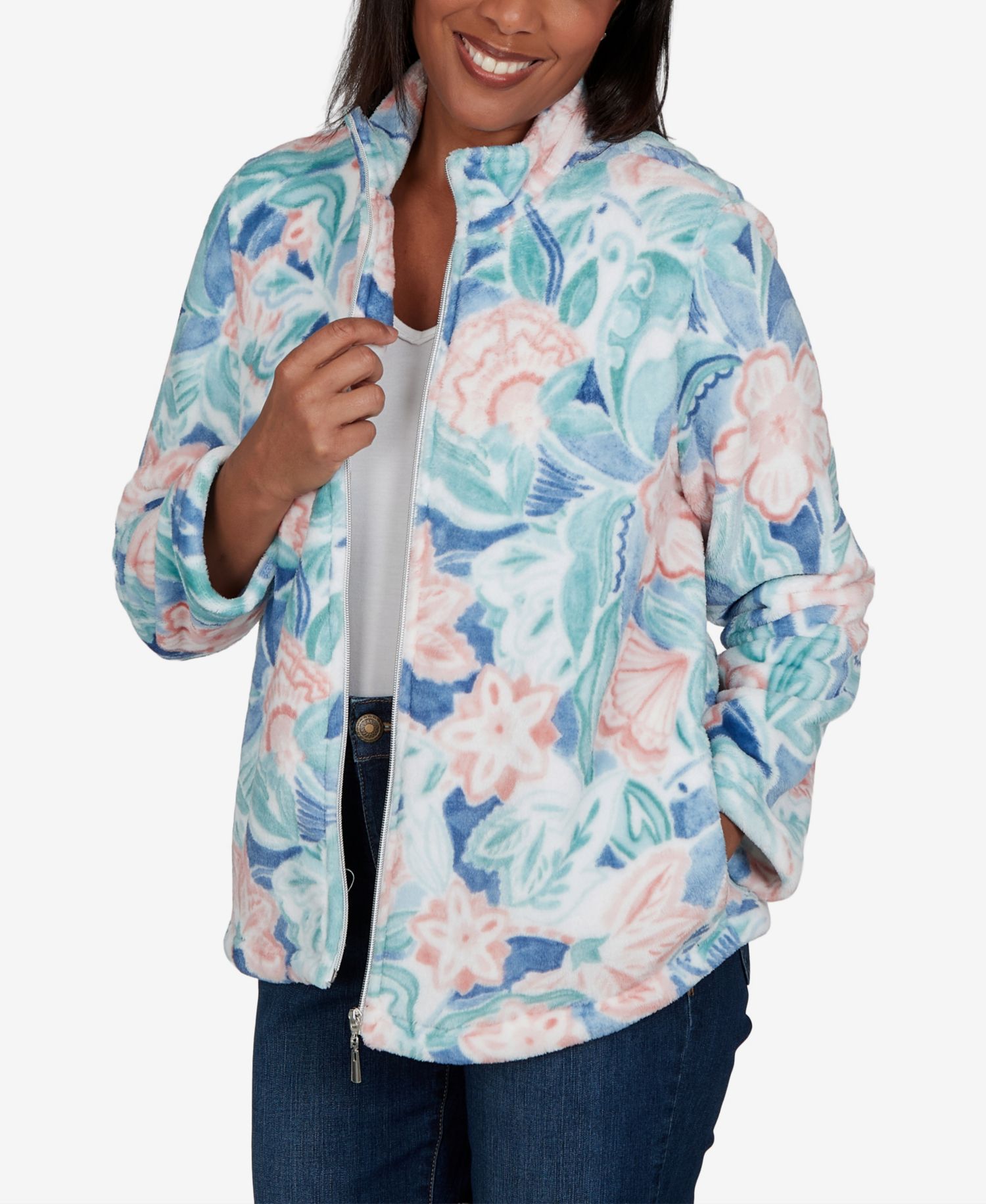 Petite Floral Fleece Jacket